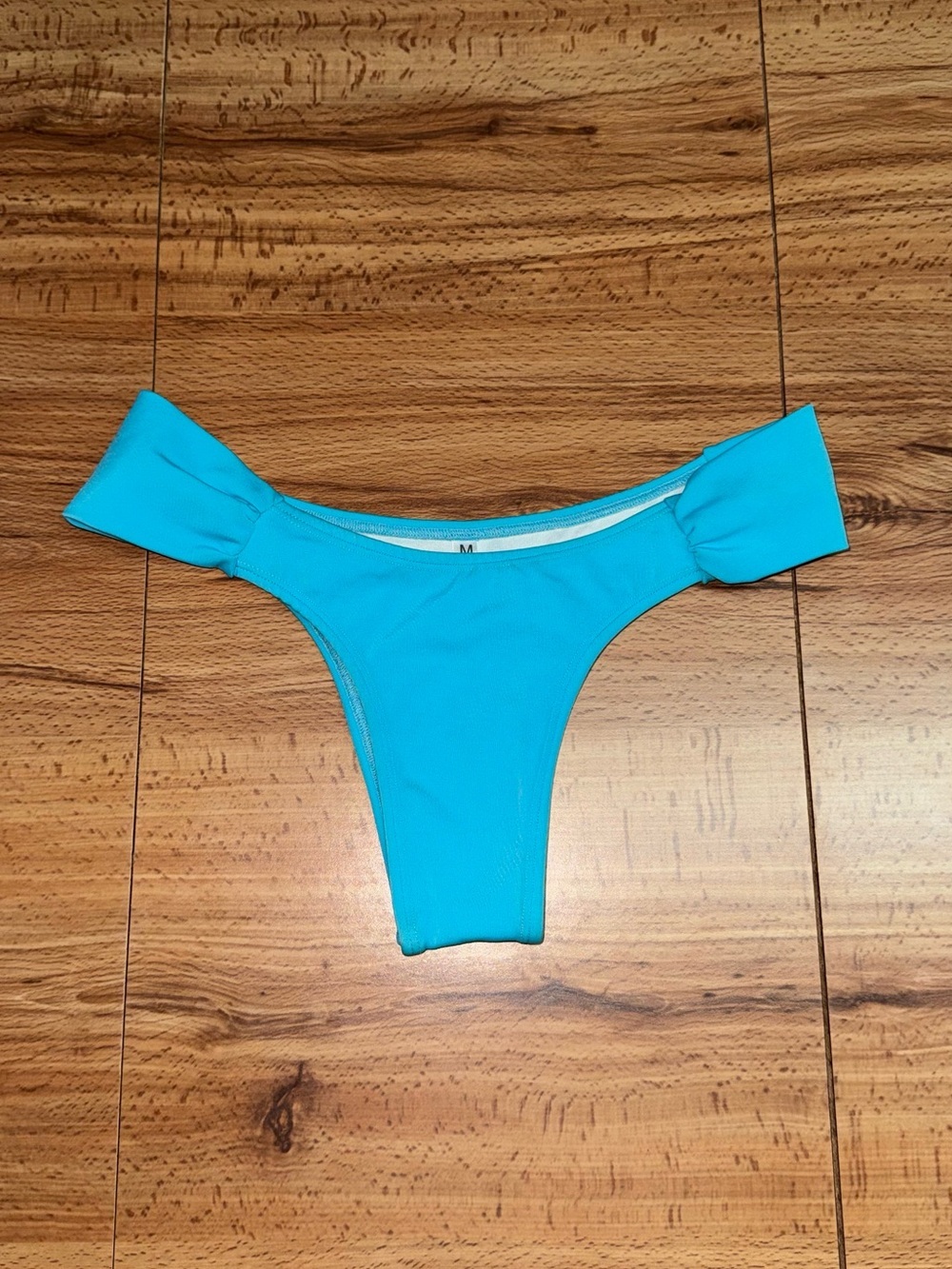 Aqua Blue Women's Bikini Bottom with Draped Side Accents- swimwear